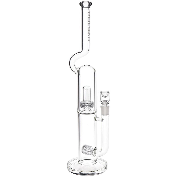Pulsar Kink Neck Double Chamber Chugger Glass Water Pipe - 17.25" / 14mm F