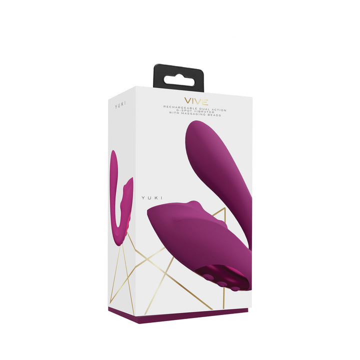 VIVE YUKI Rechargeable Dual Motor G-Spot Vibrator with Massaging Beads Pink - Headshop.com