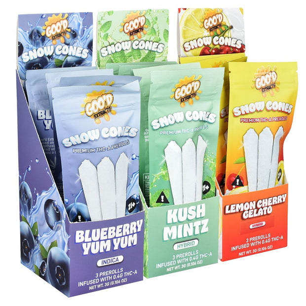 GOO'D Snow Cones THCA Pre-Rolls | 3g | 3pc | 5pk Display - Headshop.com