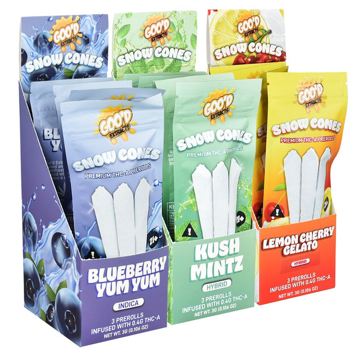 GOO'D Snow Cones THCA Pre-Rolls | 3g | 3pc | 5pk Display - Headshop.com