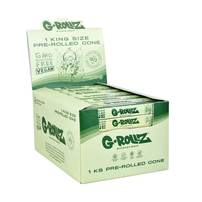 72CT BOX - G-ROLLZ Organic Hemp Green Pre-Rolled Cones - King Size - Headshop.com