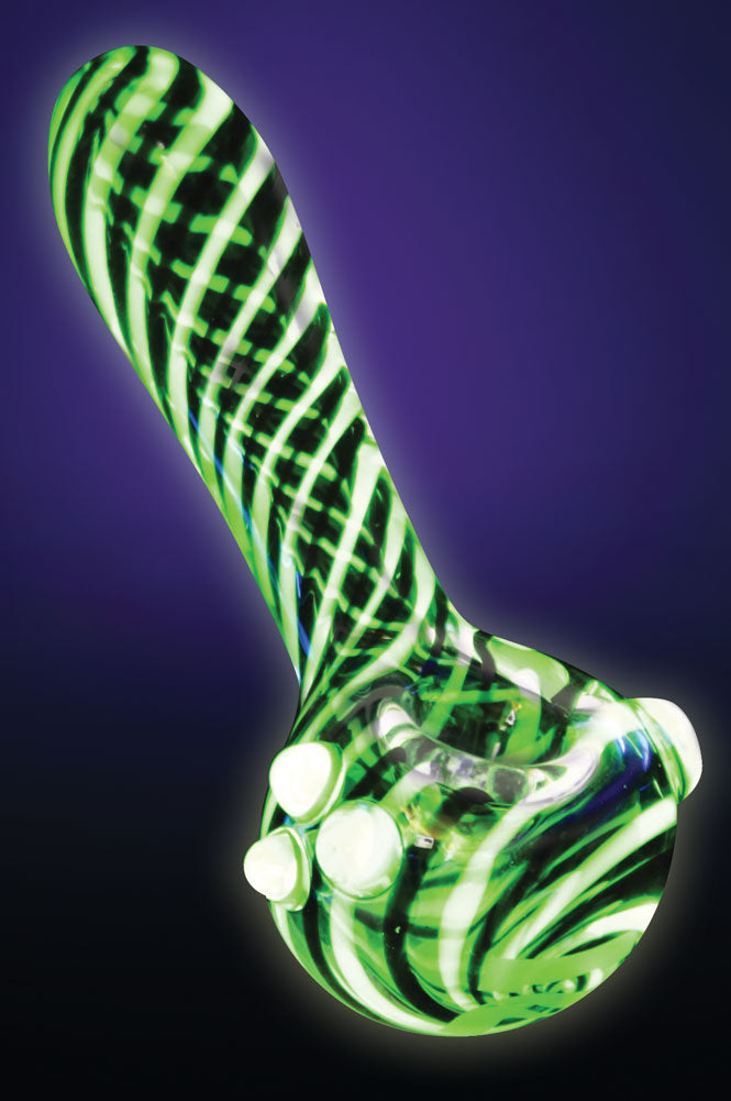 Pulsar UV Candy Stripe Spoon Pipe - 4.5" / Colors Vary - Headshop.com