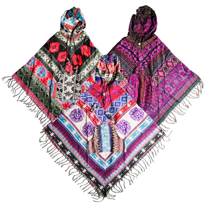 Snuggly Viscose Hooded Poncho - 37"/Colors &Styles Vary - Headshop.com