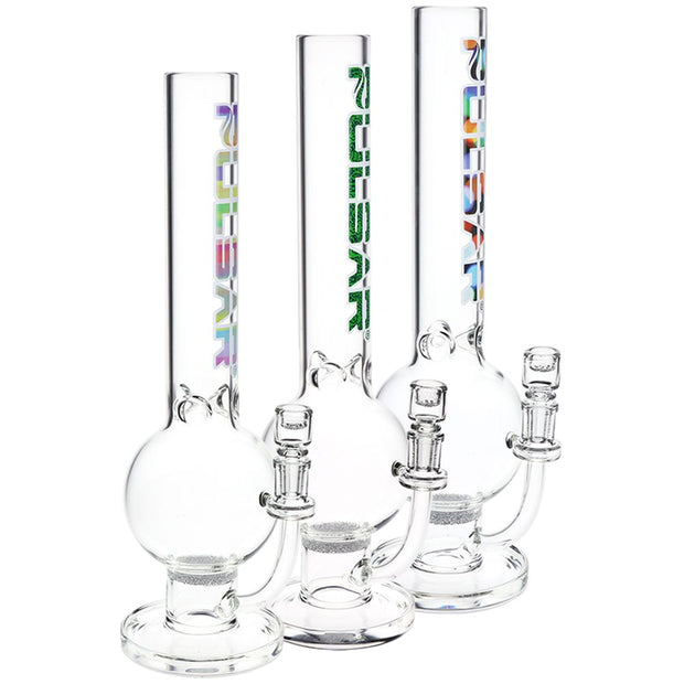 Pulsar Round Ball Glass Water Pipe - 12" / 14mm F / Clear