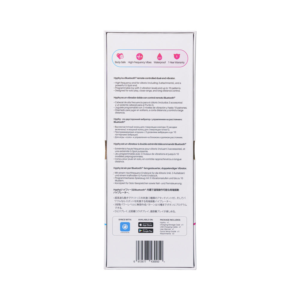 Lovense Hyphy Bluetooth Remote-Controlled Dual-End Vibrator Clitoral and G-Spot Stimulator - Headshop.com