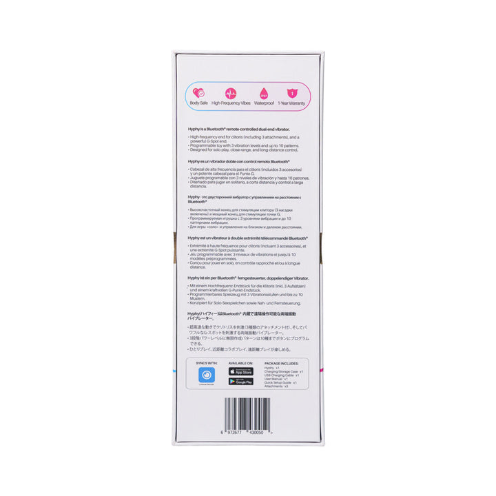 Lovense Hyphy Bluetooth Remote-Controlled Dual-End Vibrator Clitoral and G-Spot Stimulator - Headshop.com