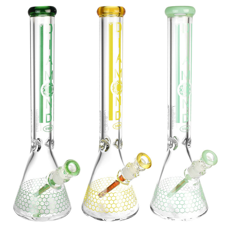 Diamond Glass Gold Dalmont Water Pipe - 17"/14mm F/Clrs Vary - Headshop.com