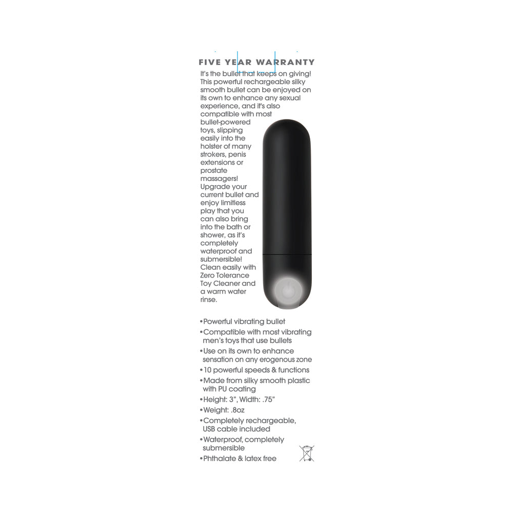 Zero Tolerance All Powerful Rechargeable Bullet Vibrator Black - Headshop.com