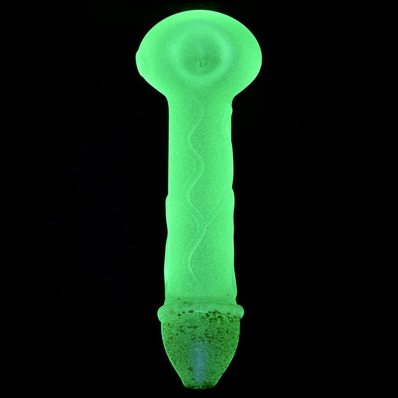 Phosphorescent Phallus Glow in the Dark Glass Pipe - 6.25" - Headshop.com