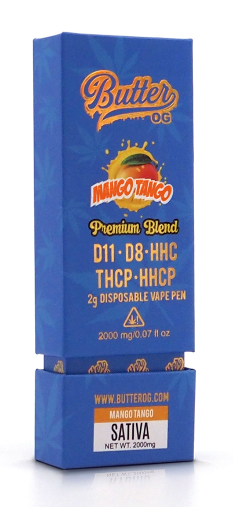 Butter OG Premium Blend D11, D8, HHC, THCP, HHCP 2g Disposable Vape - Mango Tango (Sativa) - Headshop.com