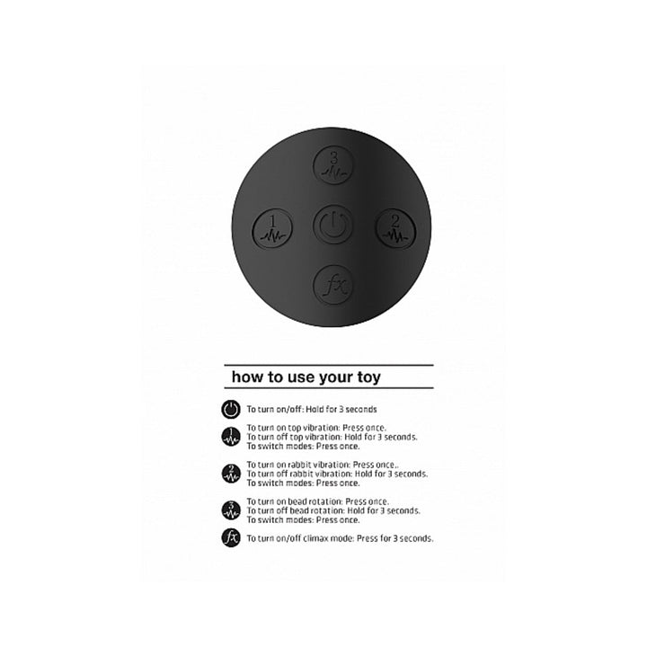 VIVE NIVA Rechargeable 360° Rotating Silicone Rabbit Vibrator Black - Headshop.com