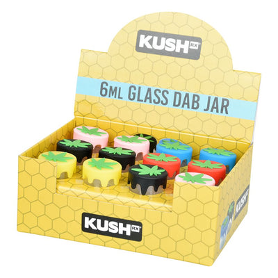 24CT DISP - Kush RX Glass Concentrate Jar w/ Silicone Lid - 6ml / Asst Colors - Headshop.com