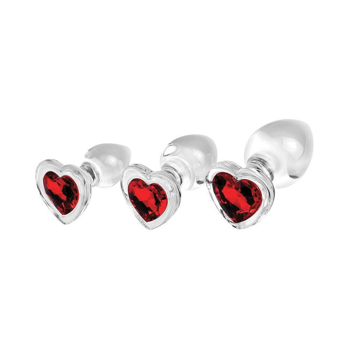 Adam & Eve Red Heart Gem Glass Plug Set - Headshop.com