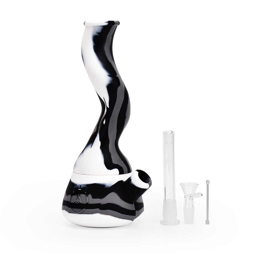 Ritual - 10'' Wavy Silicone Beaker - Black & White - Headshop.com