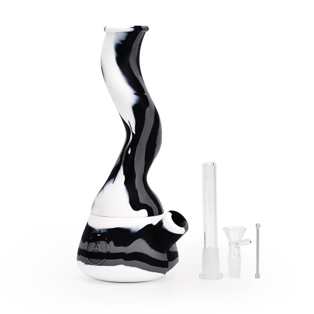 Ritual - 10'' Wavy Silicone Beaker - Black & White - Headshop.com
