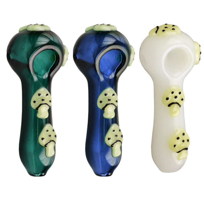 Glow in the Dark Mushroom Spoon Pipe - 4" / Colors Vary - Headshop.com