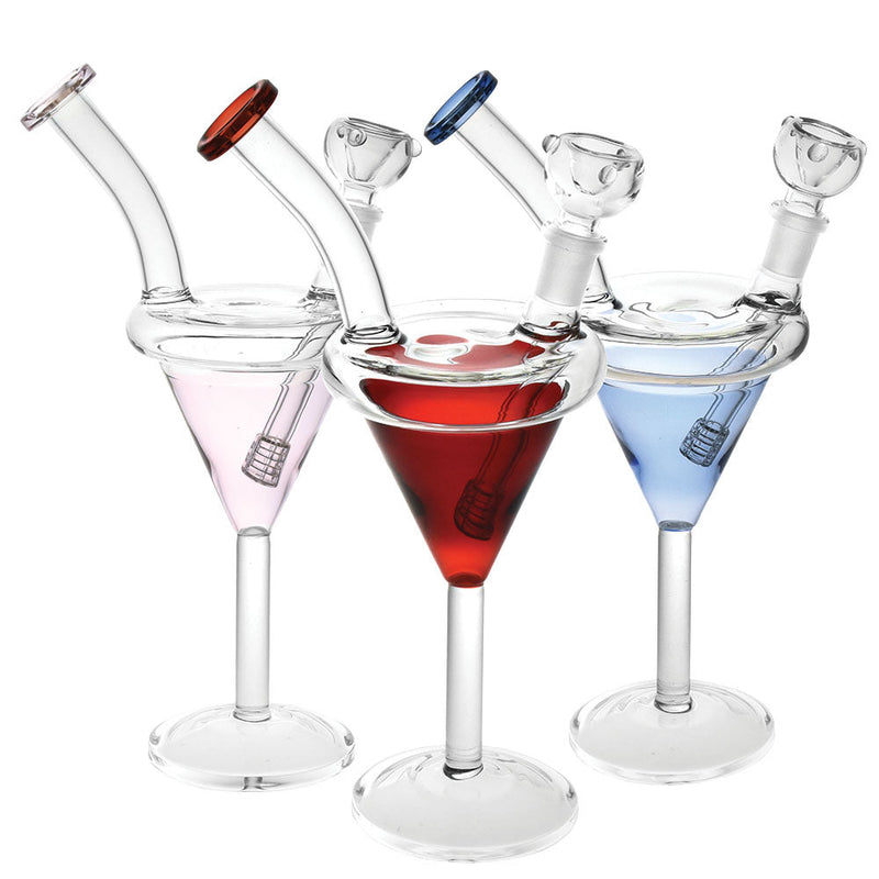 Martini Glass Water Pipe - 9.5"/14mm F / Colors Vary - Headshop.com