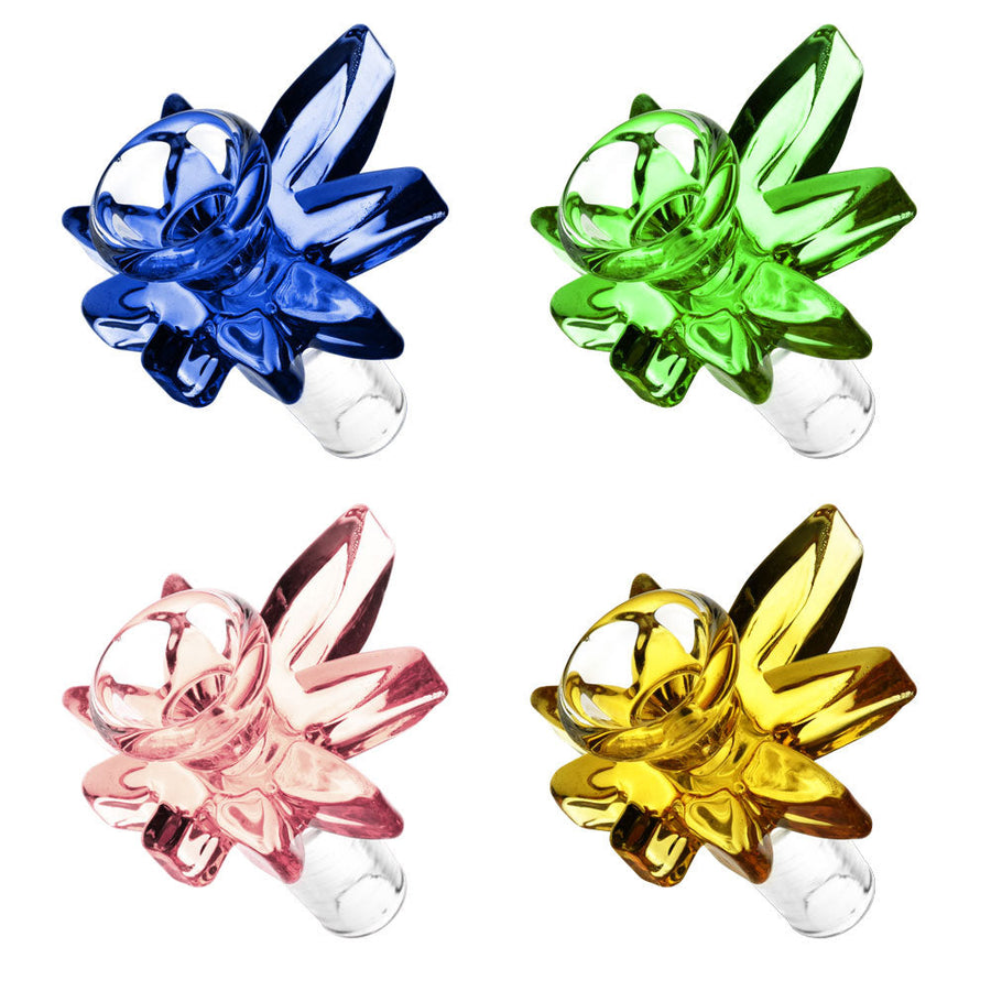 Cannabis Leaf Glass Herb Slide - Colors Vary - Headshop.com