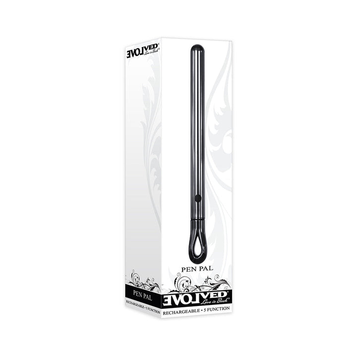 Evolved Pen Pal Rechargeable Metal Pen Vibrator Chrome - Headshop.com