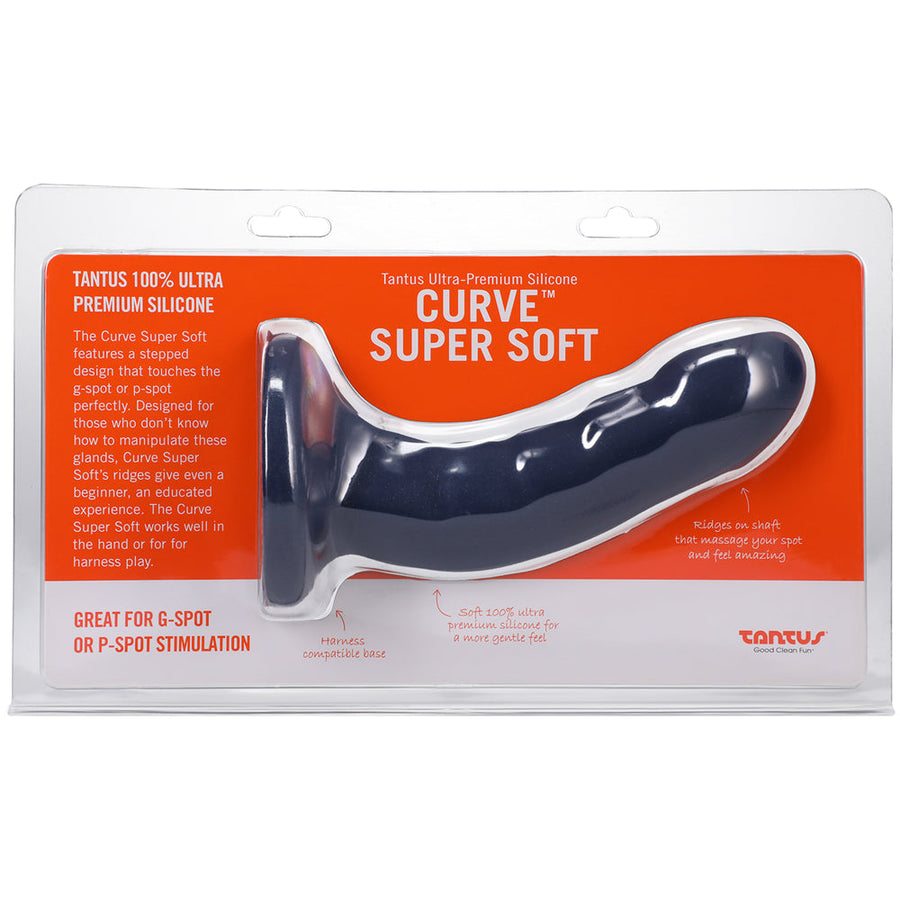 Tantus Curve 6.5 in. Dildo Medium-Firm Sapphire - Headshop.com