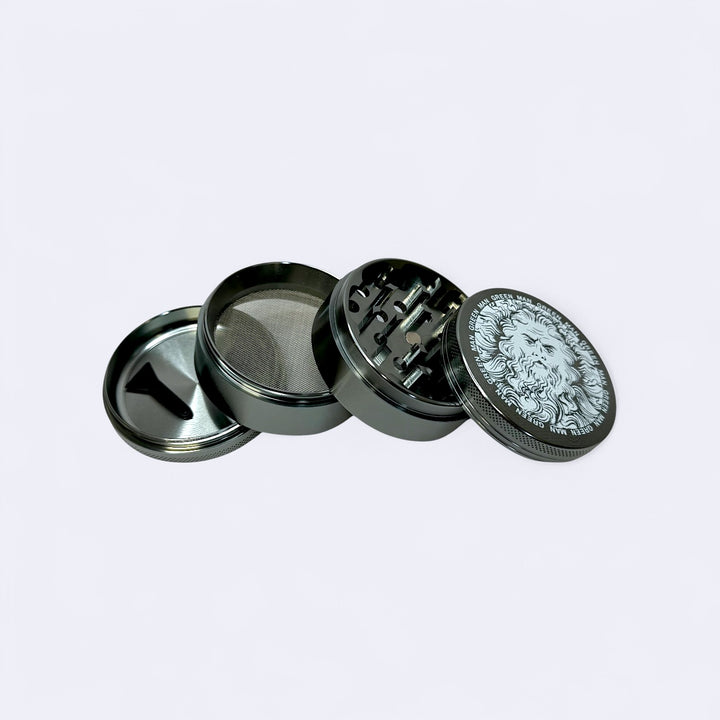 Green Man Gray 4-Piece Aluminum Grinder, 2.5" - Headshop.com