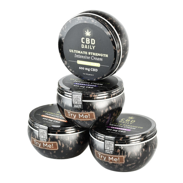 12PC DISPLAY KIT - CBD Daily Ultimate Strength Intensive Cream - 5oz/Assorted - Includes Testers & Samples
