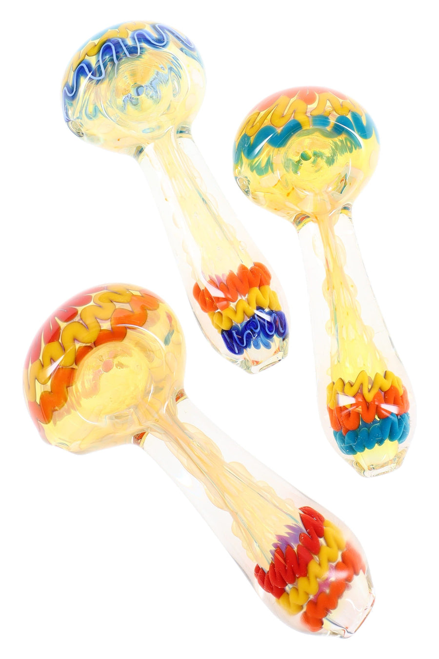 Color-Changing Gold Fumed Squiggle Glass Pipe “Zigzag Pop” – 4″ – Assorted Colors - Headshop.com