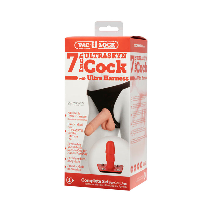 Vac-U-Lock - 7 Inch ULTRASKYN Cock - With Ultra Harness White - Headshop.com