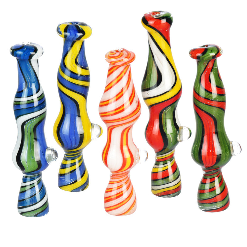 Dancing Colors Wig Wag Chillum Pipe - 3.75"/Colors Vary - Headshop.com