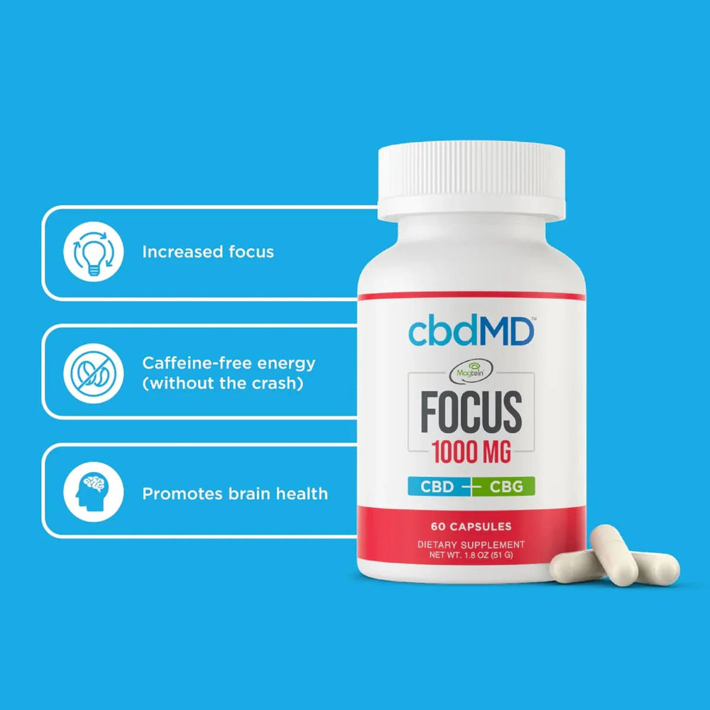 Broad Spectrum CBD Focus Capsules - 1000MG - Headshop.com