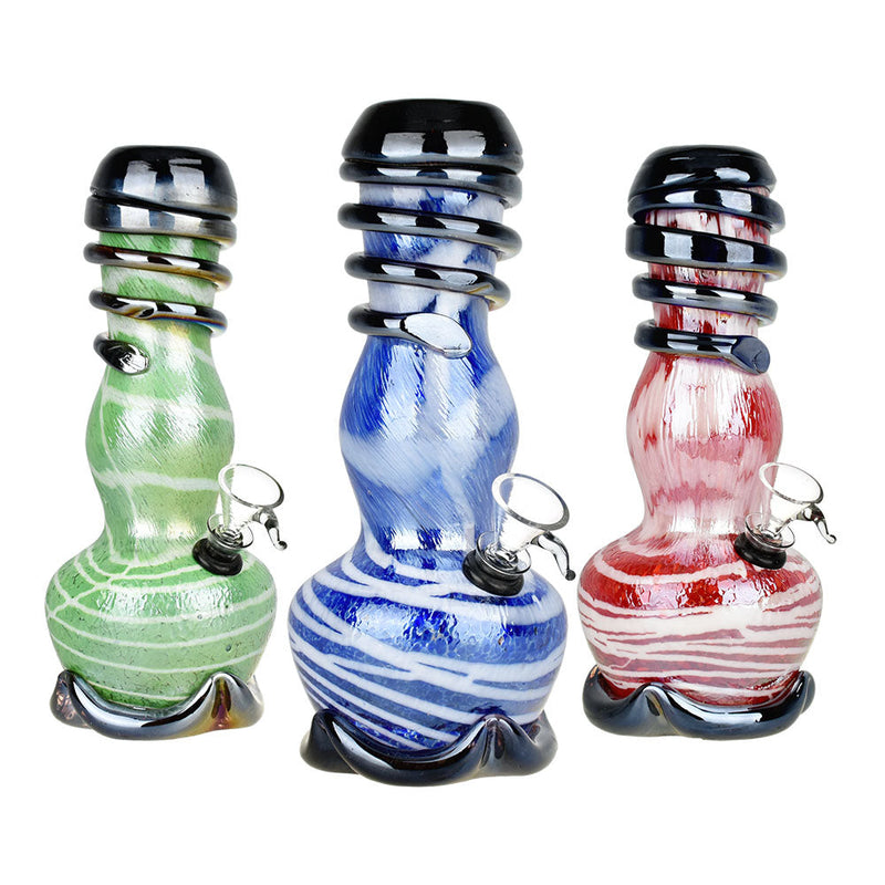 Phunky Fumed Striped Soft Glass Water Pipe - 8.5" / Colors Vary - Headshop.com