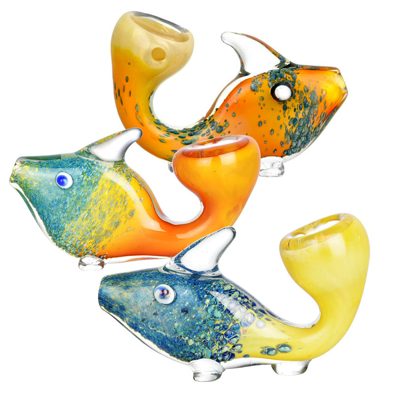 Standing Fritted Tropical Fish Hand Pipe | Colors Vary - Headshop.com