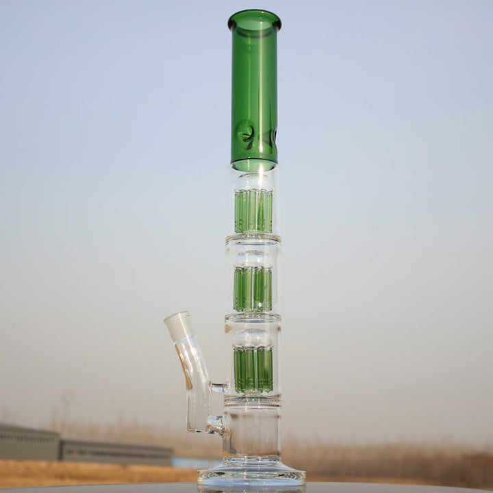 Approx. 19" Triple Tree Percolator Glass Water Pipe - Headshop.com