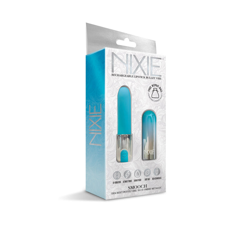 Nixie Smooch Rechargeable Lipstick Vibrator Blue Ombre - Headshop.com