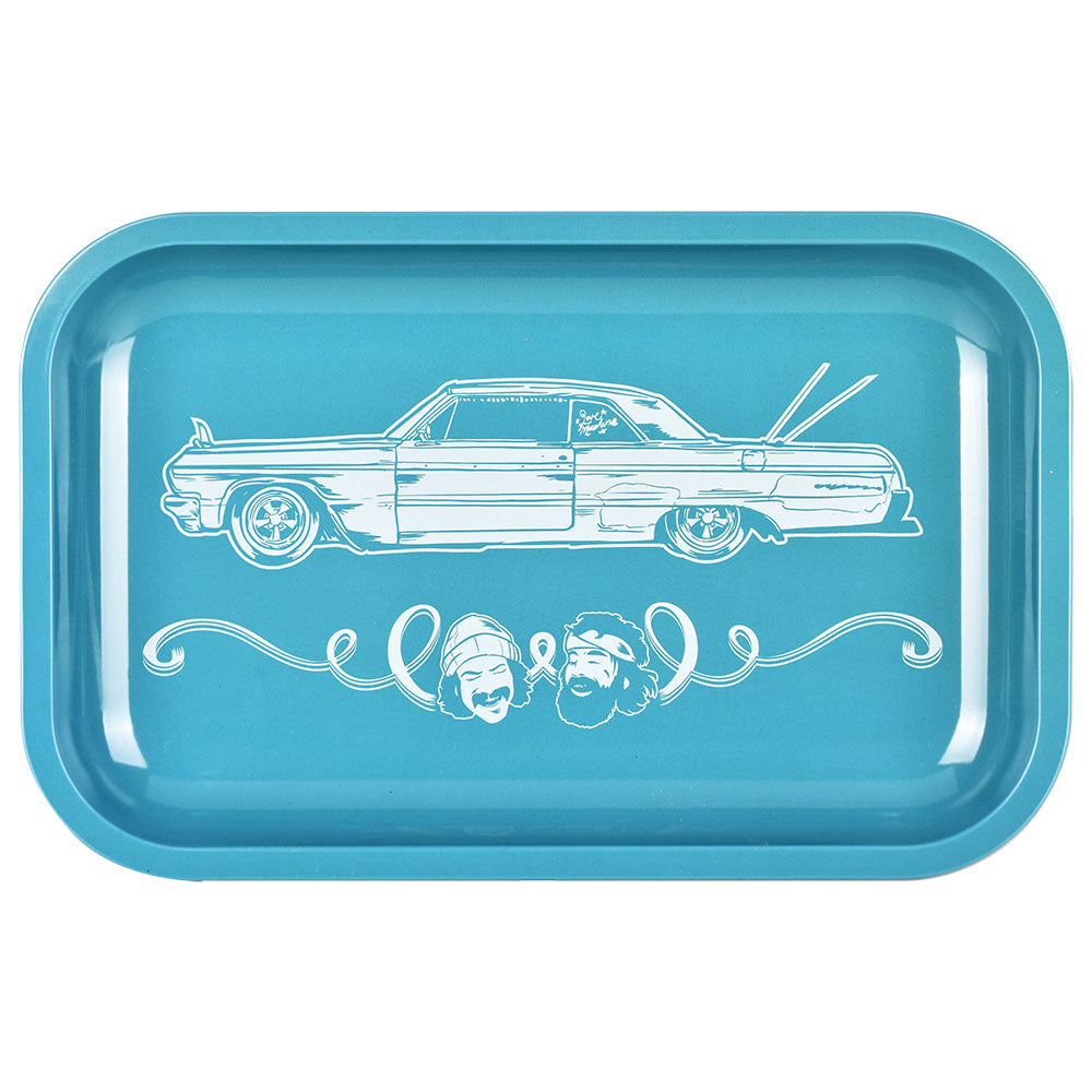 Cheech & Chong x Pulsar Metal Rolling Tray W/ Lid - Love Machine / 11" x 7" - Headshop.com