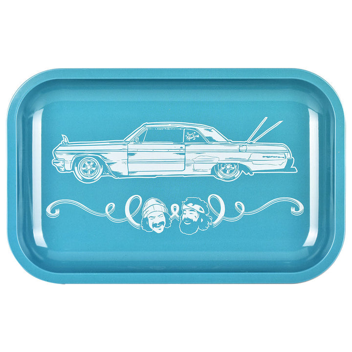 Cheech & Chong x Pulsar Metal Rolling Tray W/ Lid - Love Machine / 11" x 7" - Headshop.com