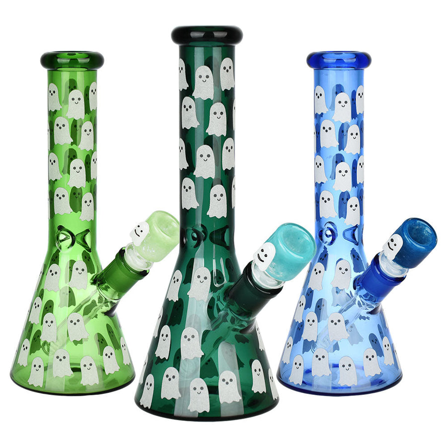 Ghostly Glow Beaker Water Pipe | 10" | 14mm F - Headshop.com