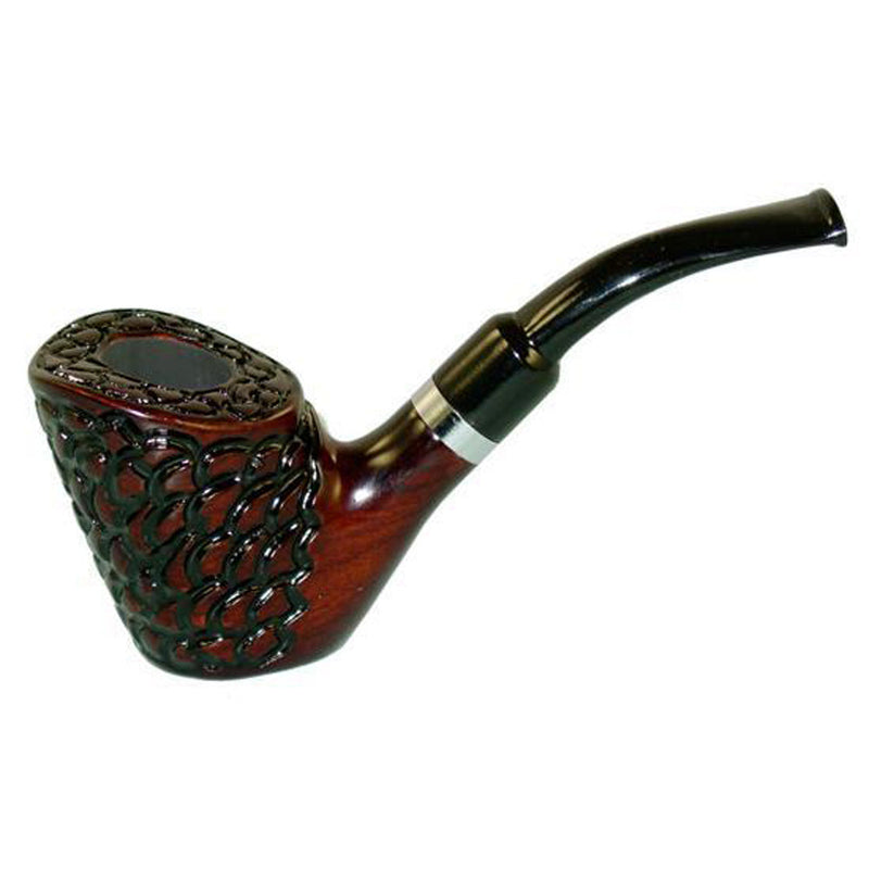 Shire Pipes Standing Carved Cherry Wood Tobacco Pipe - 5.5" - Headshop.com