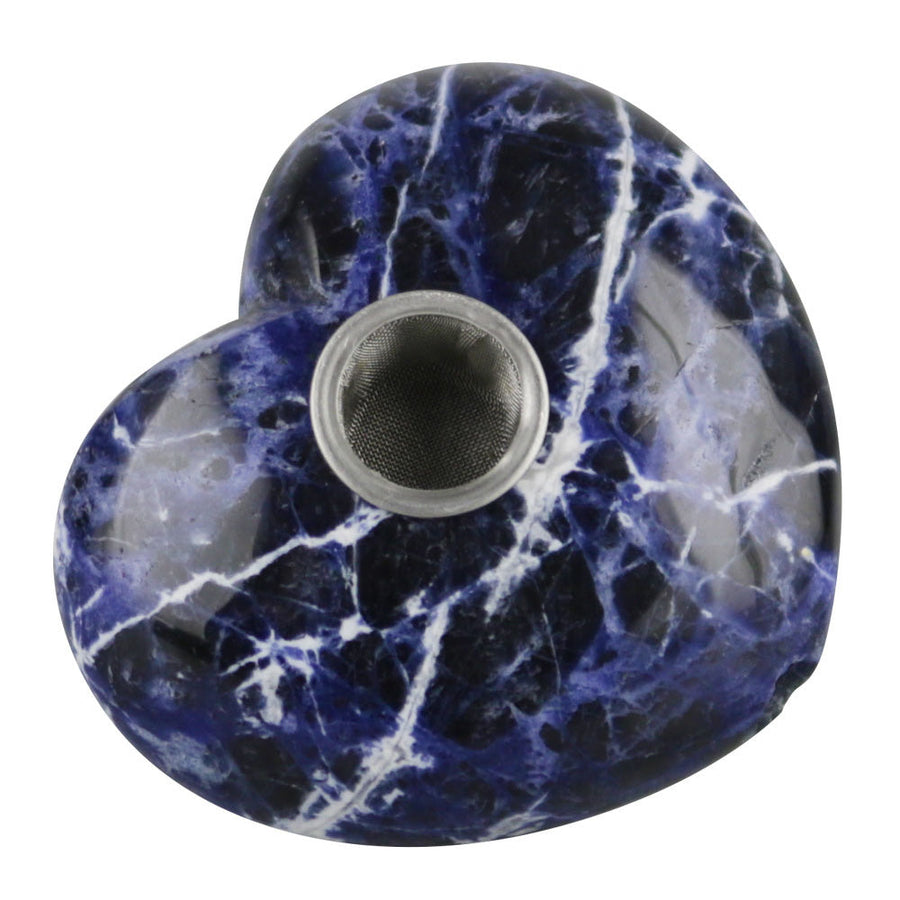 Gemstone Hand Pipe | Sodalite Heart - Headshop.com