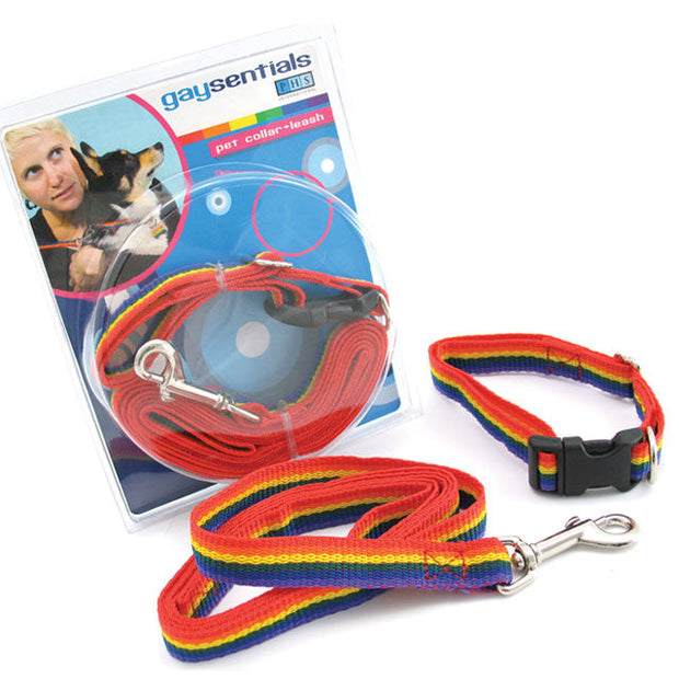 Gaysentials Rainbow Pet Leash/Collar Combo - Headshop.com