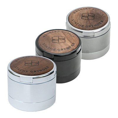 Stache Products Wood Lid Grynder | 3pc | 2.5" - Headshop.com