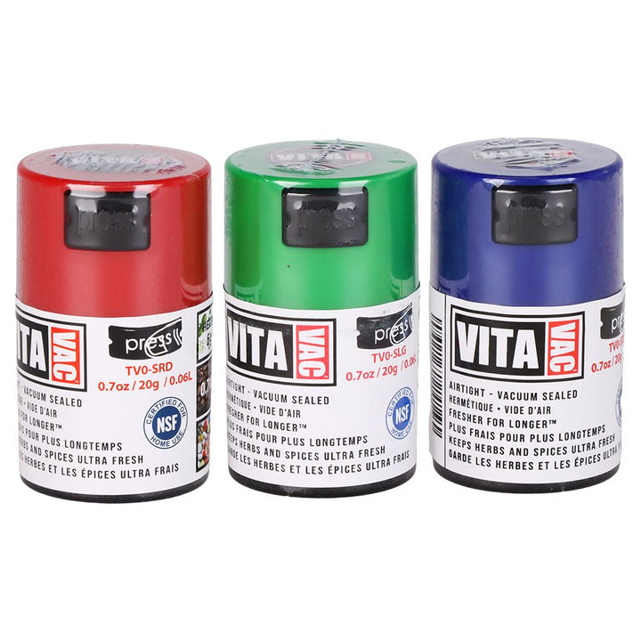 24CT DISPLAY - Vitavac Smell Proof Container - 2.75" / Assorted Colors - Headshop.com