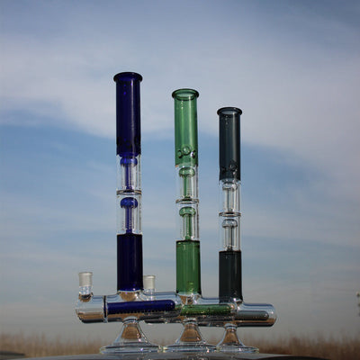 18" Inline and Dual Arm Percolated Glass Water Pipe - Headshop.com