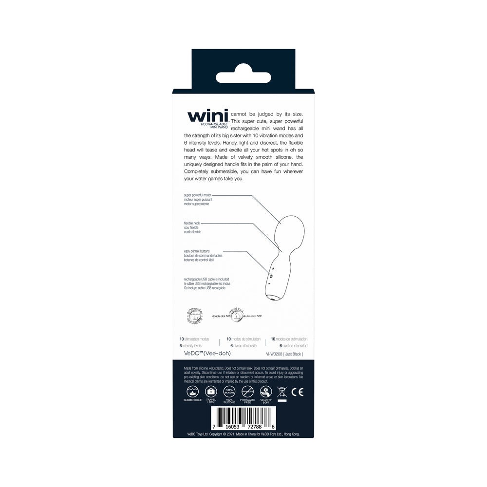 VeDO Wini Rechargeable Mini Wand Just Black - Headshop.com