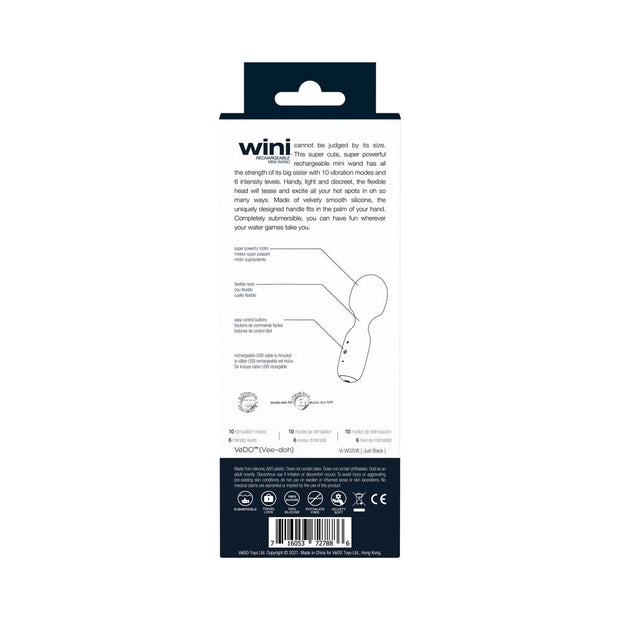 VeDO Wini Rechargeable Mini Wand Just Black - Headshop.com