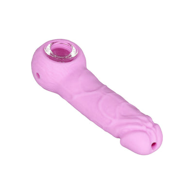 Dick Energy Silicone Hand Pipe w/ Glass Bowl - 5.25" / Colors Vary - Headshop.com