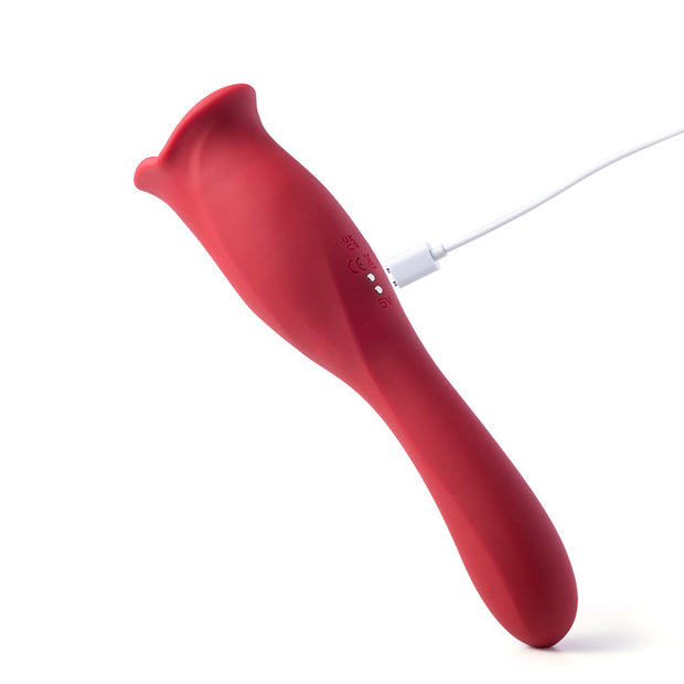 Honey Play Box Eva Sucking Mouth Tongue Clit Stimulator and G-spot Vibrator Red - Headshop.com