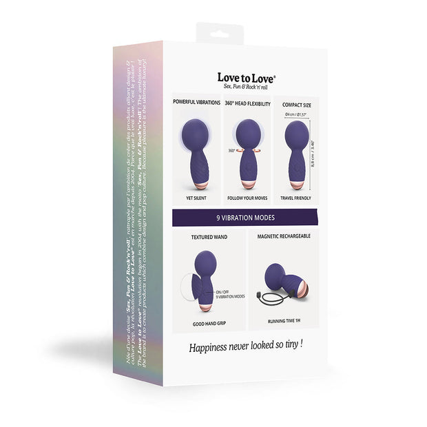 Love to Love Itsy Bitsy Rechargeable Silicone Mini Wand Vibrator Midnight Indigo - Headshop.com