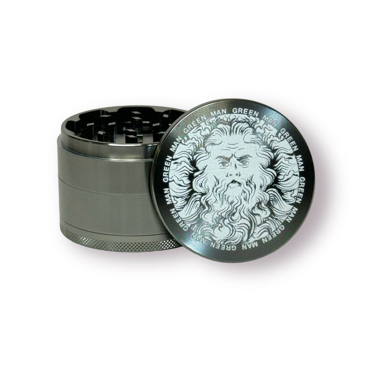 Green Man Gray 4-Piece Aluminum Grinder, 2.5" - Headshop.com