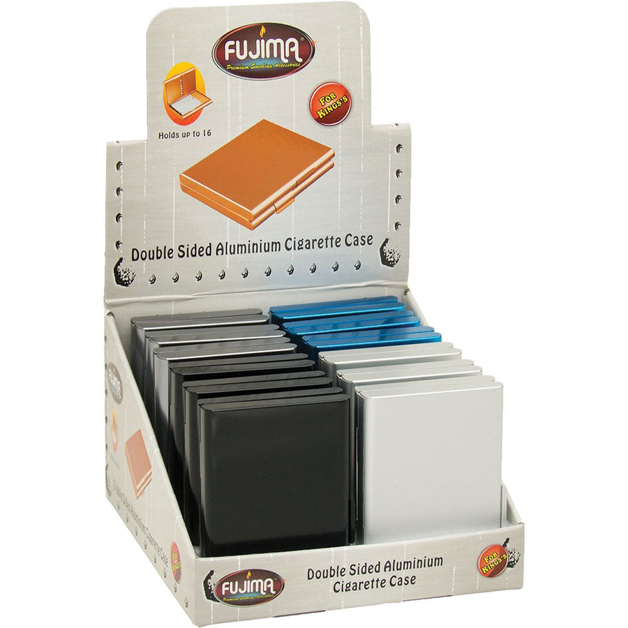 Fujima Double-Sided Aluminum Cig Case | King | Asst | 12pc Display - Headshop.com